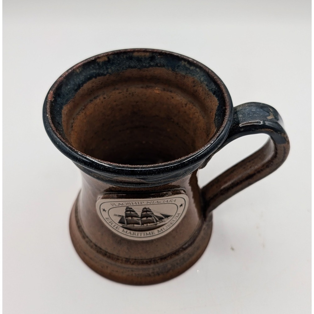Sunset Hill Stoneware Flagship Niagara Erie Maritime Museum Mug Brown Blue USA - Picture 6 of 9
